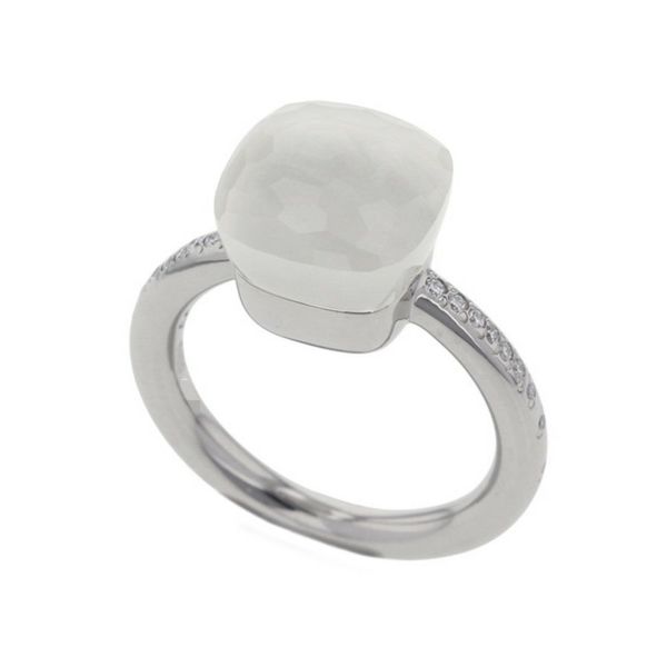 ポメラート リング ヌード ミルキー クラシック ダイヤモンド 18P 0.1ct ミルキークオーツ K18WG リングサイズ50 PAC2031_UW000_B0QLT