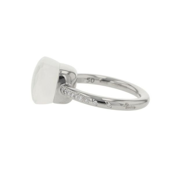 ポメラート リング ヌード ミルキー クラシック ダイヤモンド 18P 0.1ct ミルキークオーツ K18WG リングサイズ50 PAC2031_UW000_B0QLT