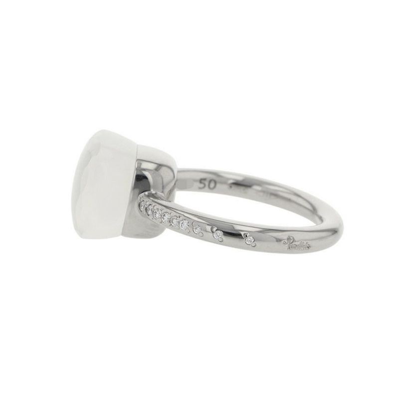 ポメラート リング ヌード ミルキー クラシック ダイヤモンド 18P 0.1ct ミルキークオーツ K18WG リングサイズ50 PAC2031_UW000_B0QLT