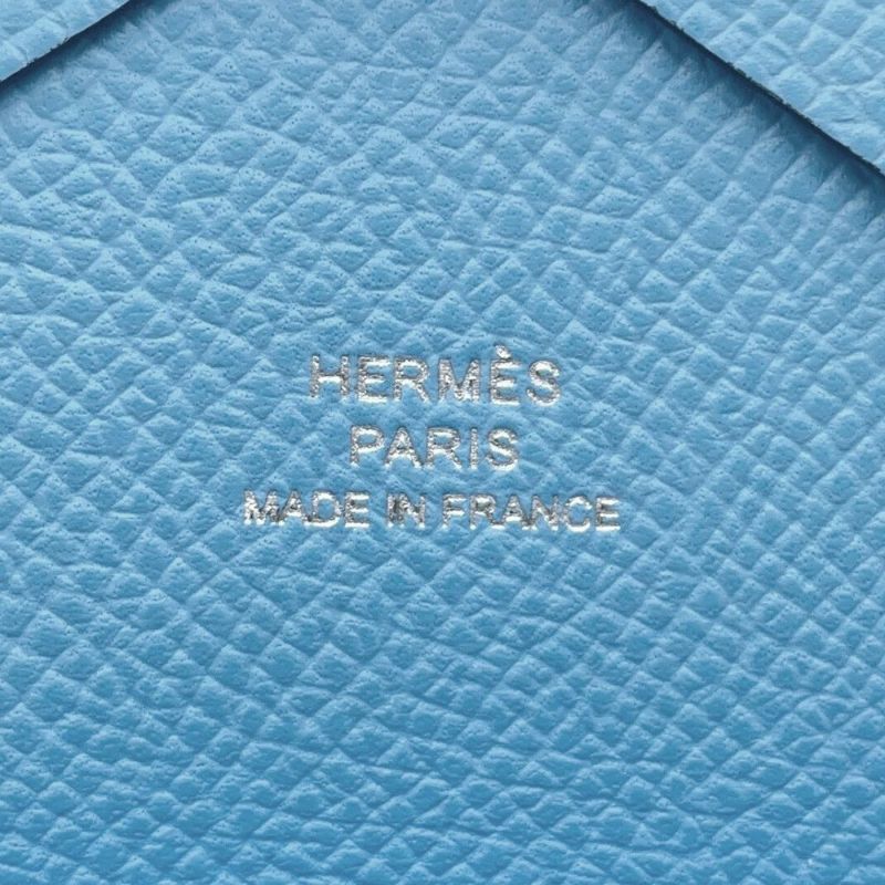 エルメス コインケース カルヴィ デュオ セレステ/シルバー金具 エプソン B刻印 財布 セレスト