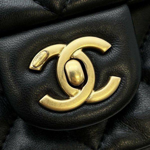 シャネル チェーンショルダーバッグ ミニ マトラッセ ココマーク AS3456 CHANEL 黒