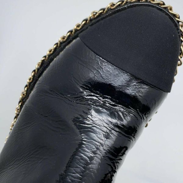 シャネル チェーンショートブーツ ココマーク レザー ムートン レディースサイズ37C CHANEL 靴 黒