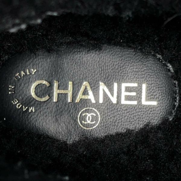 シャネル チェーンショートブーツ ココマーク レザー ムートン レディースサイズ37C CHANEL 靴 黒