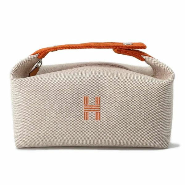 エルメス ブリッド・ア・ブラックPM ジグザグ オレンジ/シルバー金具 キャンバス HERMES ポーチ