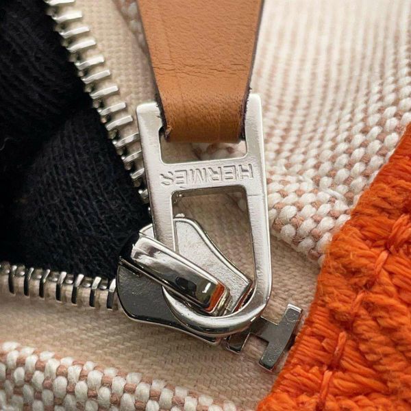 エルメス ブリッド・ア・ブラックPM ジグザグ オレンジ/シルバー金具 キャンバス HERMES ポーチ