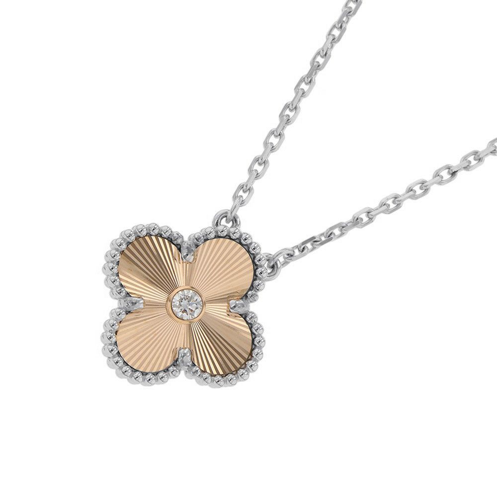 ヴァンクリ ネックレス ヴィンテージ アルハンブラ ギヨシェ ダイヤ 1P K18WG/K18PG VCARPNTH00 2024年ホリデー限定