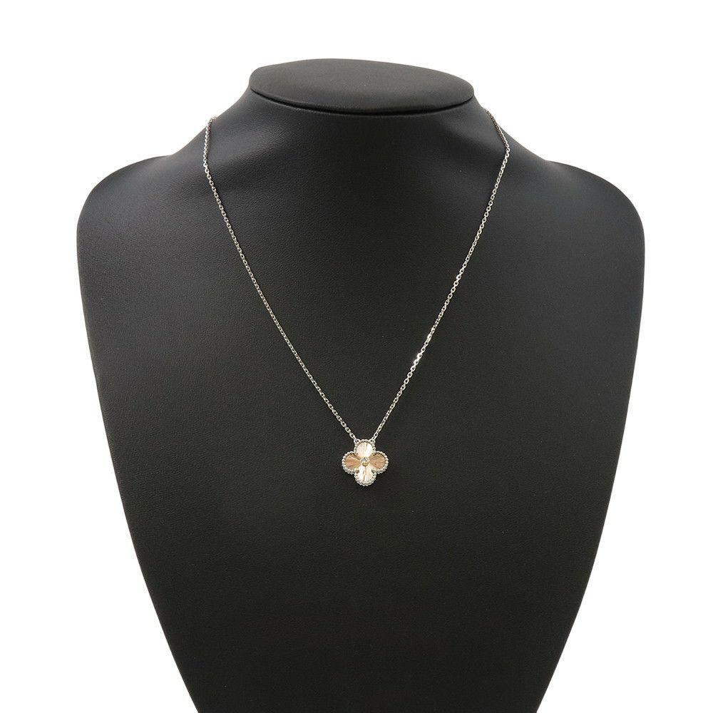 ヴァンクリ ネックレス ヴィンテージ アルハンブラ ギヨシェ ダイヤ 1P K18WG/K18PG VCARPNTH00 2024年ホリデー限定