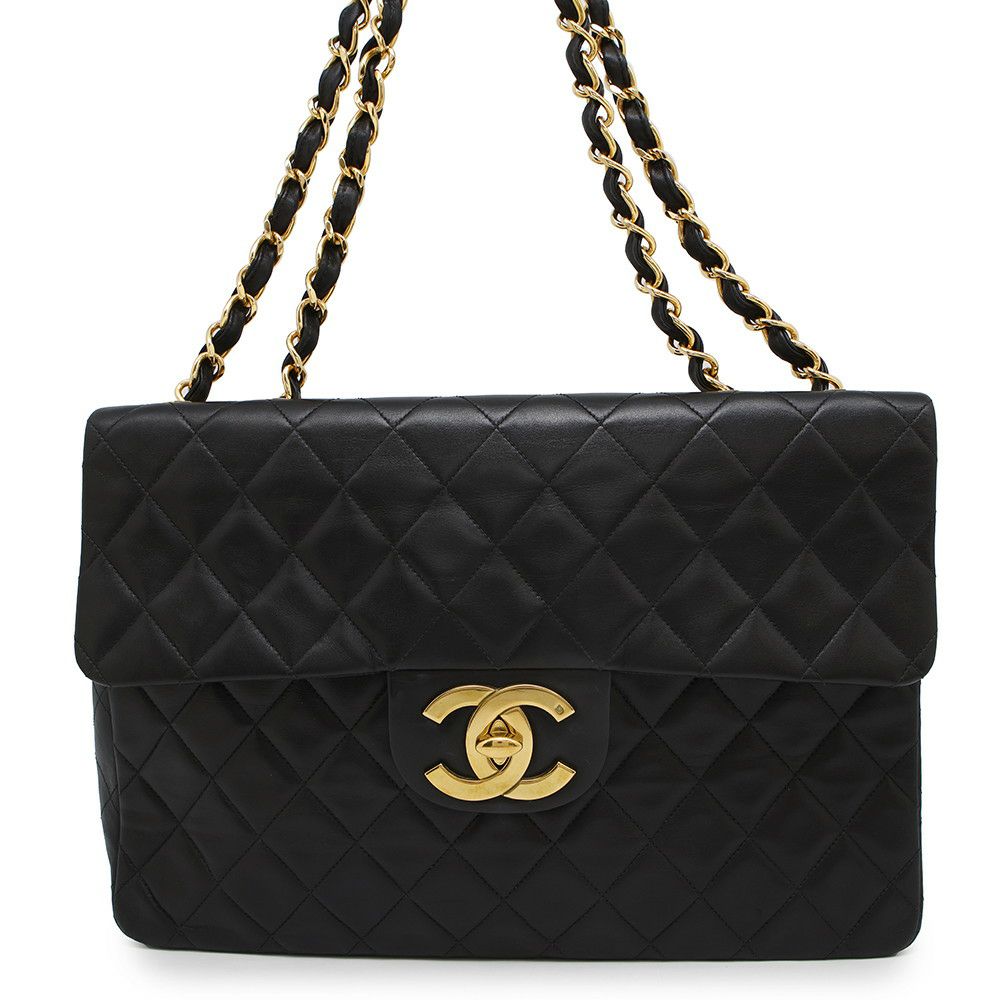 シャネル チェーンショルダーバッグ デカマトラッセ34 ココマーク ラムスキン A01094 CHANEL 黒