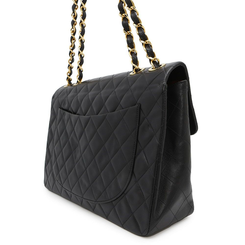 シャネル チェーンショルダーバッグ デカマトラッセ34 ココマーク ラムスキン A01094 CHANEL 黒