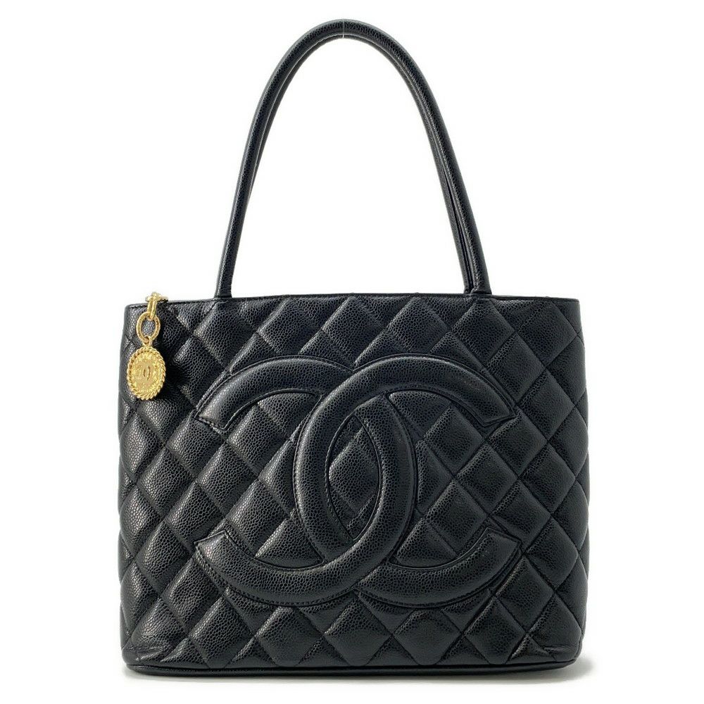 シャネル トートバッグ 復刻トート マトラッセ ココマーク キャビアスキン A01804 CHANEL 黒