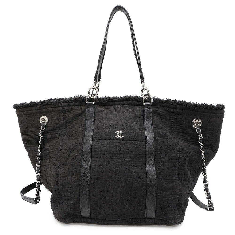 シャネル チェーントートバッグ ココマーク コットン A57168 CHANEL 2way 黒