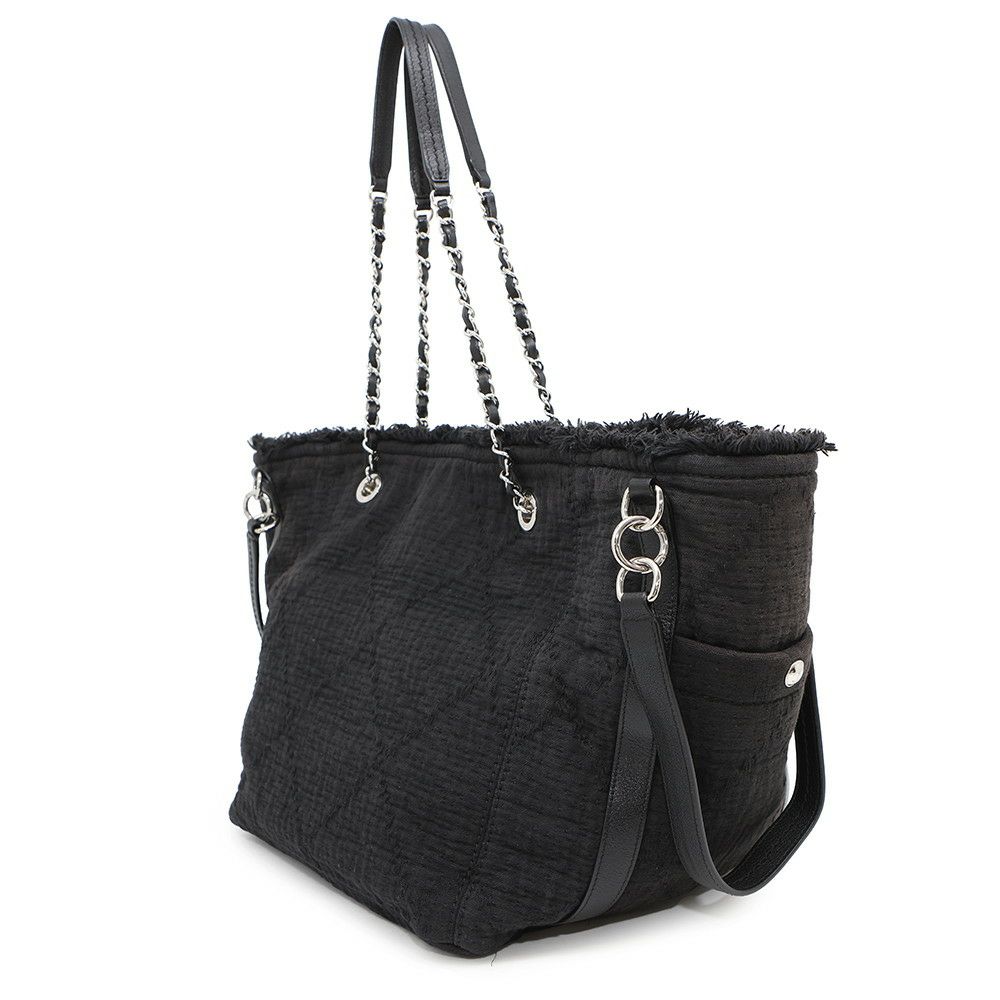 シャネル チェーントートバッグ ココマーク コットン A57168 CHANEL 2way 黒