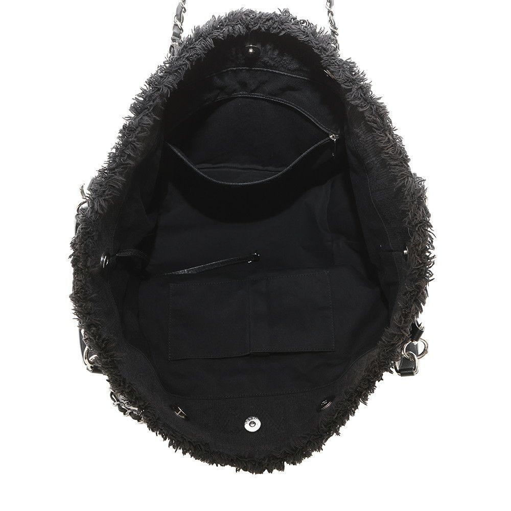 シャネル チェーントートバッグ ココマーク コットン A57168 CHANEL 2way 黒