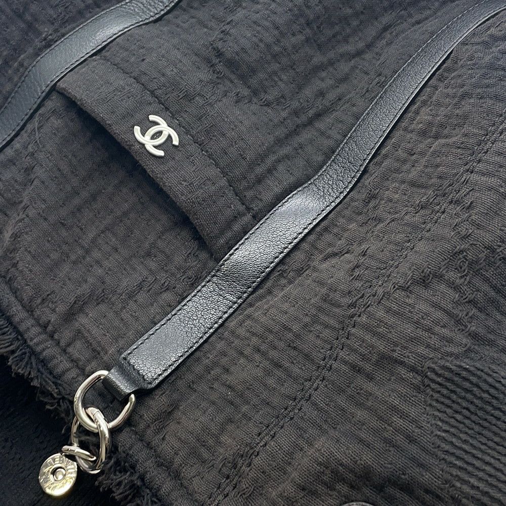 シャネル チェーントートバッグ ココマーク コットン A57168 CHANEL 2way 黒