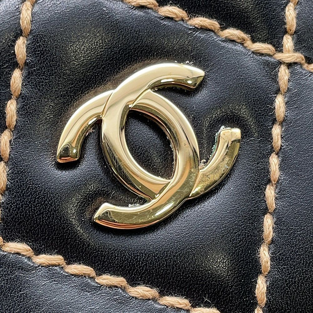 シャネル ハンドバッグ ワイルドステッチ ラムスキン A20665 CHANEL バッグ 黒