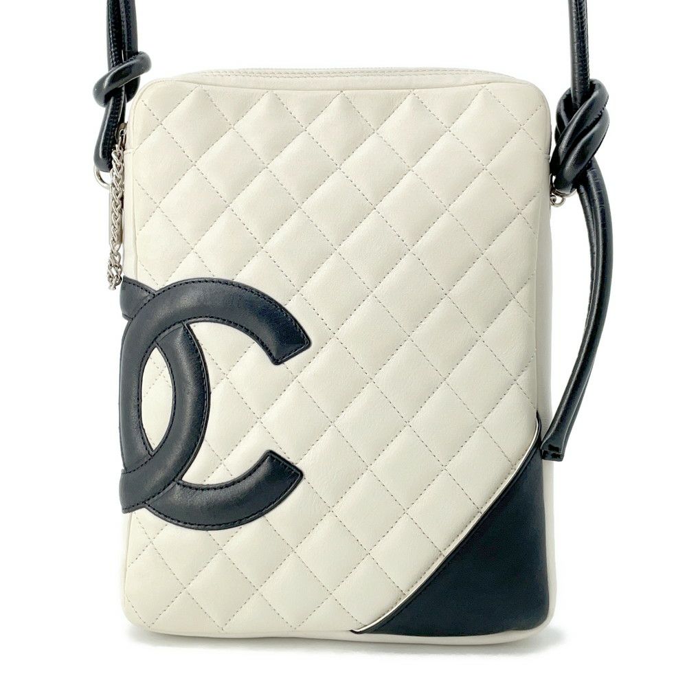 シャネル ショルダーバッグ カンボンライン ミディアム ココマーク A25178 CHANEL バッグ 白 黒