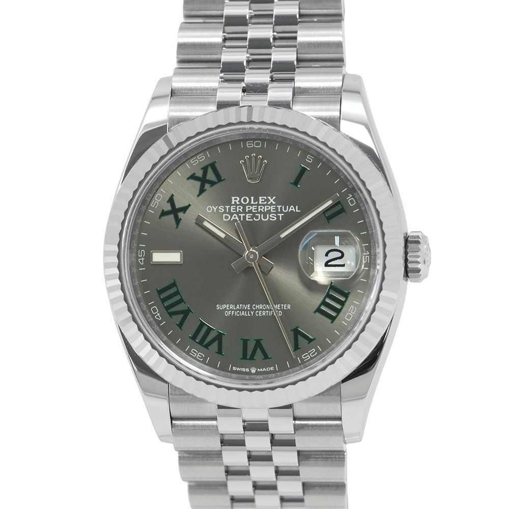 ロレックス デイトジャスト36 SS/K18WG ランダムシリアル ルーレット 126234 ROLEX スレート文字盤 ローマン