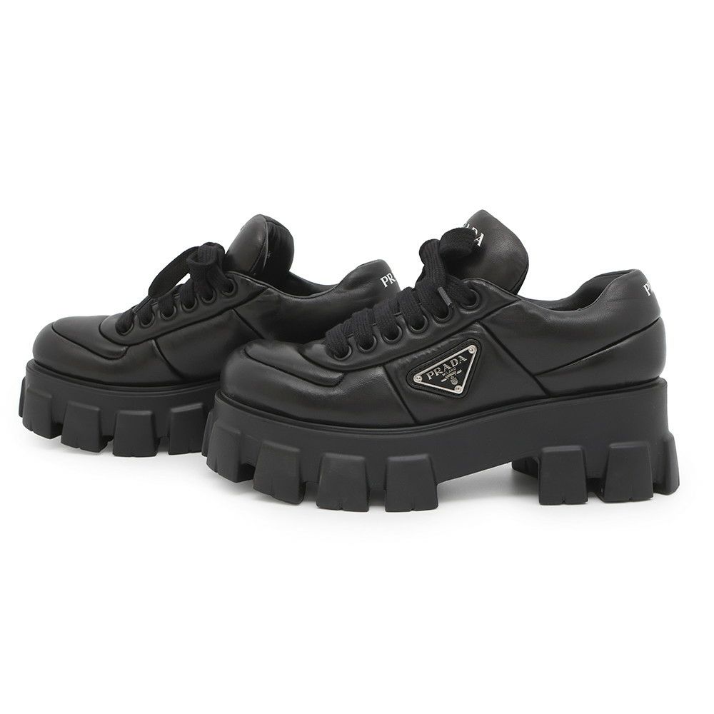 プラダ スニーカー モノリス 厚底 レディースサイズ38 1/2 1E119N PRADA 靴 黒