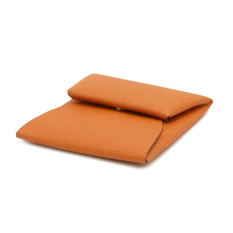エルメス コインケース バスティア ヴェルソ オレンジ/ライム エプソン B刻印 HERMES 財布