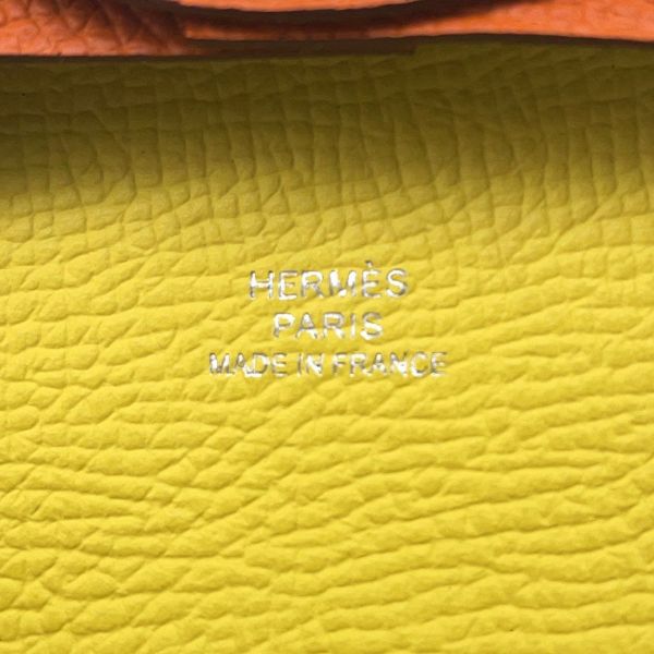 エルメス コインケース バスティア ヴェルソ オレンジ/ライム エプソン B刻印 HERMES 財布