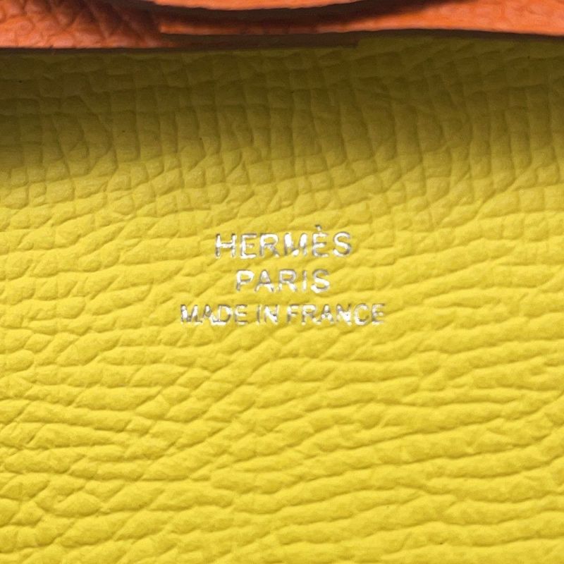 エルメス コインケース バスティア ヴェルソ オレンジ/ライム エプソン B刻印 HERMES 財布