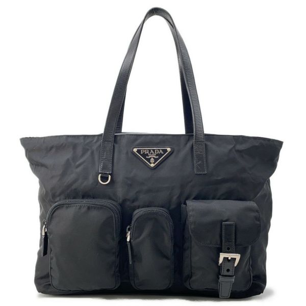プラダ ショルダーバッグ 三角ロゴ ナイロン レザー PRADA ハンドバッグ 黒