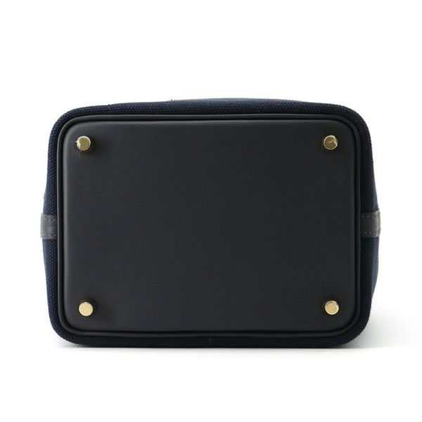 エルメス ハンドバッグ ピコタンロックPM カーゴ ブルーマリン/ブラック/ゴールド金具 トワルアッシュ/スイフト U刻印 黒