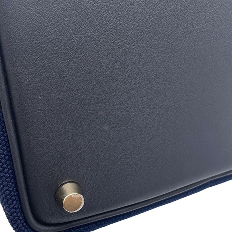 エルメス ハンドバッグ ピコタンロックPM カーゴ ブルーマリン/ブラック/ゴールド金具 トワルアッシュ/スイフト U刻印 黒