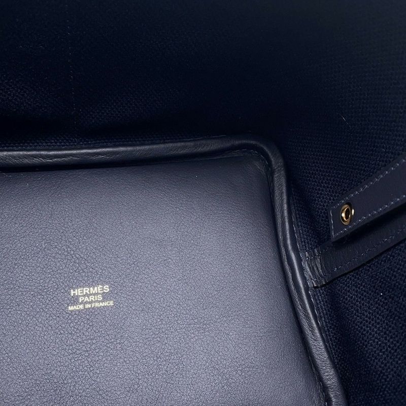 エルメス ハンドバッグ ピコタンロックPM カーゴ ブルーマリン/ブラック/ゴールド金具 トワルアッシュ/スイフト U刻印 黒