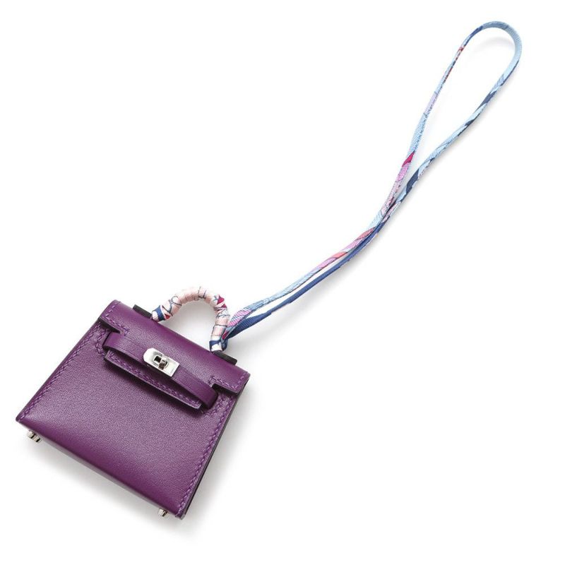 エルメス バッグチャーム ケリートゥイリー アネモネ/シルバー金具 タデラクト U刻印 HERMES チャーム