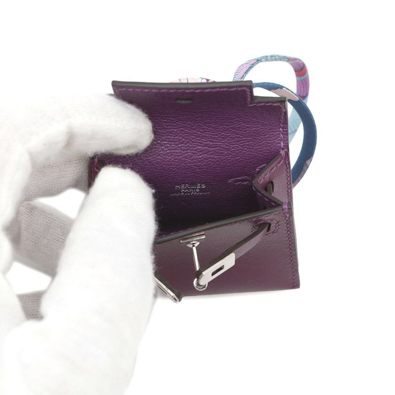 エルメス バッグチャーム ケリートゥイリー アネモネ/シルバー金具 タデラクト U刻印 HERMES チャーム