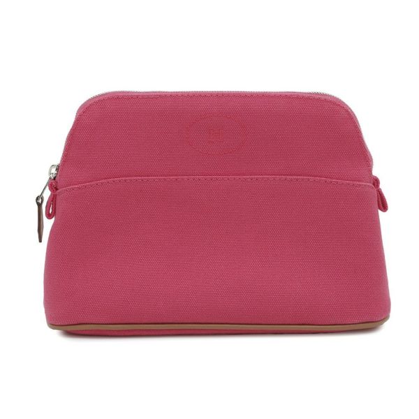 エルメス ポーチ ボリードポーチ ミニ ハイビスカス/シルバー金具 キャンバス HERMES 小物入れ