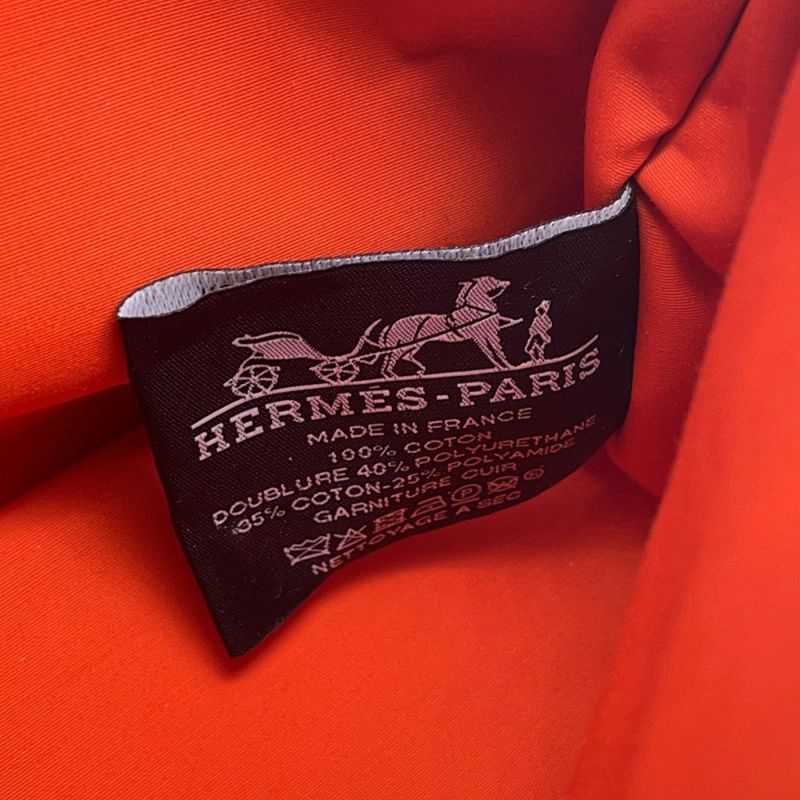 エルメス ポーチ ボリードポーチ ミニ ハイビスカス/シルバー金具 キャンバス HERMES 小物入れ