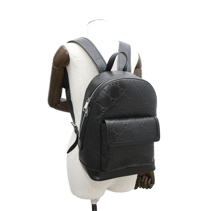 グッチ リュック GGエンボス バックパック レザー 658579 GUCCI リュックサック 黒