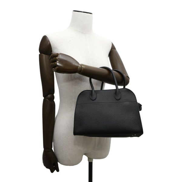 ザ ロウ ハンドバッグ ソフトマルゴー10 SOFT MARGAUX レザー W1190 L133 THE ROW ショルダーバッグ 黒