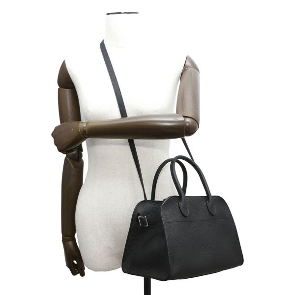 ザ ロウ ハンドバッグ ソフトマルゴー10 SOFT MARGAUX レザー W1190 L133 THE ROW ショルダーバッグ 黒