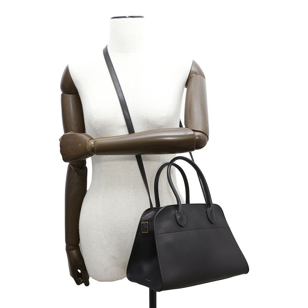 ザ ロウ ハンドバッグ マルゴー10 レザー W1190 L72 THE ROW 2wayショルダーバッグ 黒