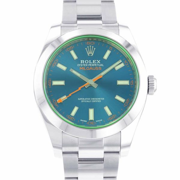 ロレックス ミルガウス グリーンガラス 116400GV ROLEX 腕時計 Zブルー文字盤