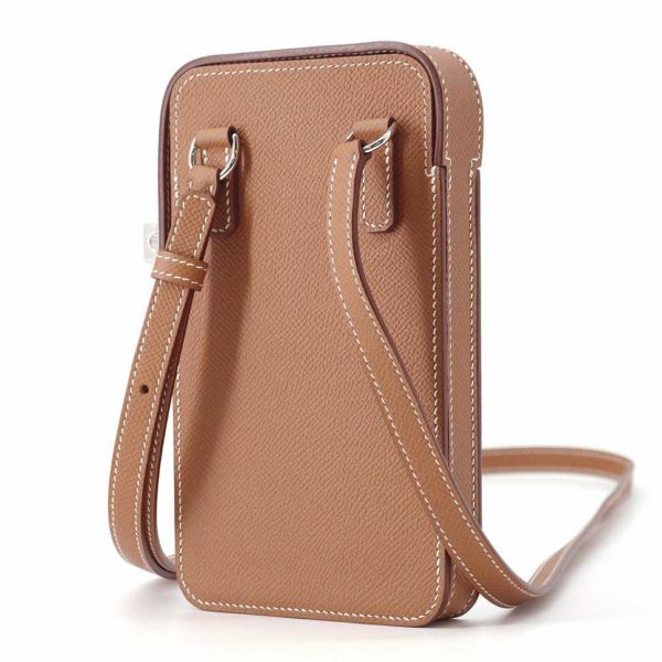 エルメス フォンケース アカ ボックス ゴールド/シルバー金具 ヴォーエプソン B刻印 HERMES スマホホルダー