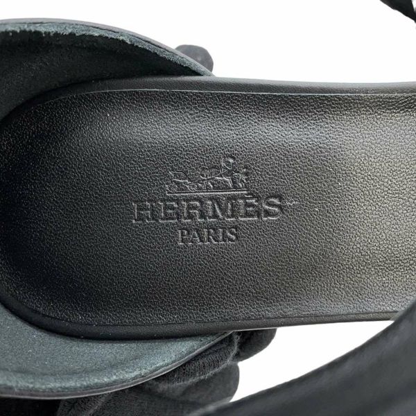 エルメス サンダル エルダ エスパドリーユ カーフレザー レディースサイズ37 HERMES 靴 黒