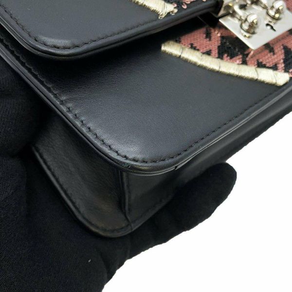 クリスチャン・ディオール チェーンウォレット スパンコール レザー Christian Dior 財布 黒