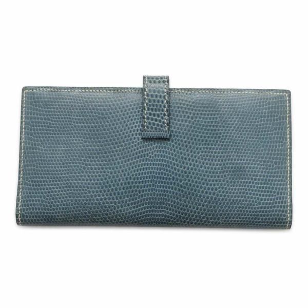 エルメス 長財布 ベアンクラシック ブルージーン/シルバー金具