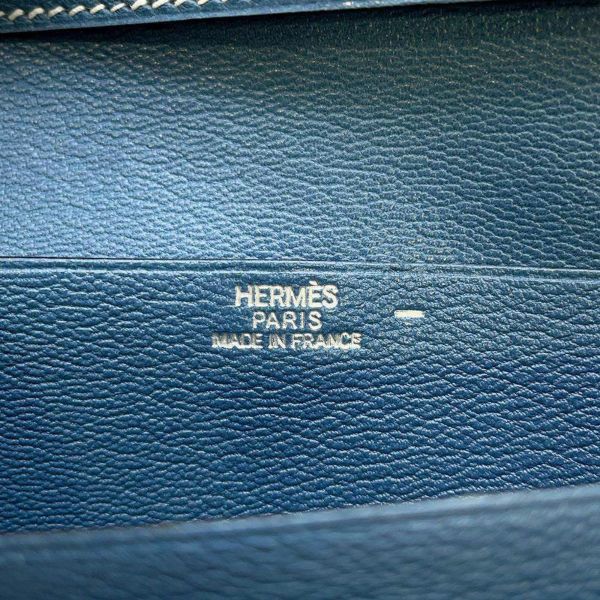 エルメス 長財布 ベアンクラシック ブルージーン/シルバー金具 リザード □I刻印 HERMES 財布