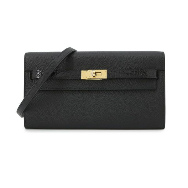 エルメス ケリーウォレット ロング トゥーゴー タッチ ブラック/ゴールド金具 エプソン/アリゲーターシャイン W刻印