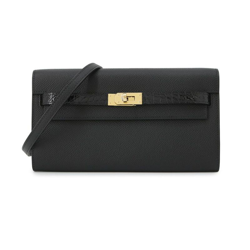 エルメス ケリーウォレット ロング トゥーゴー タッチ ブラック/ゴールド金具 エプソン/アリゲーターシャイン W刻印