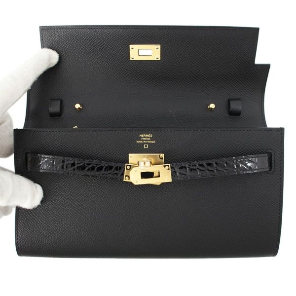 エルメス ケリーウォレット ロング トゥーゴー タッチ ブラック/ゴールド金具 エプソン/アリゲーターシャイン W刻印