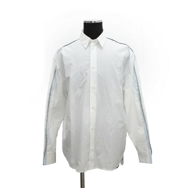 エルメス 長袖シャツ ボクシーフィット ライン セリエボタン メンズサイズ40 HERMES 白