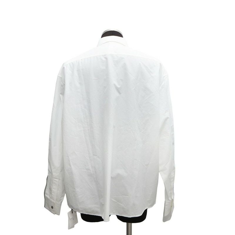 エルメス 長袖シャツ ボクシーフィット ライン セリエボタン メンズサイズ40 HERMES 白