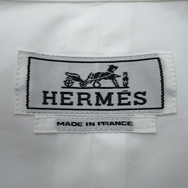 エルメス 長袖シャツ ボクシーフィット ライン セリエボタン メンズサイズ40 HERMES 白
