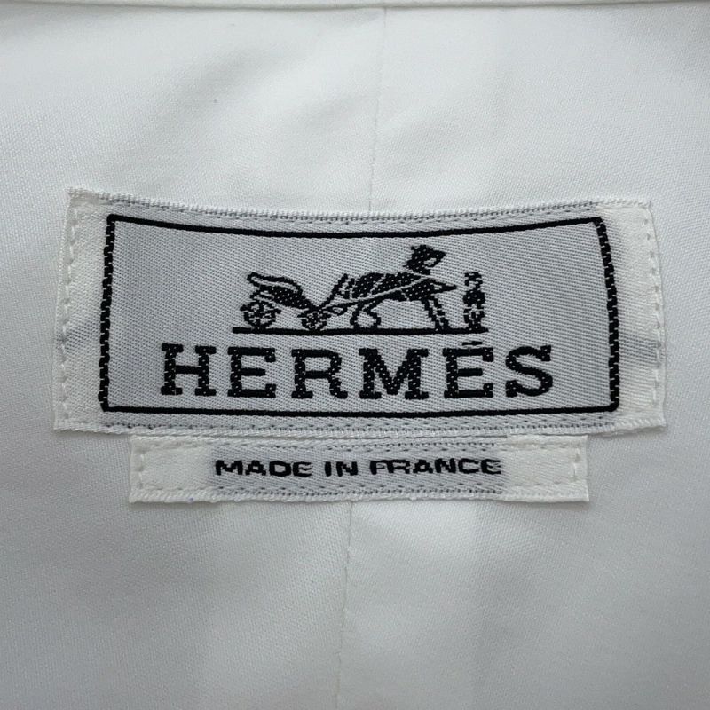 エルメス 長袖シャツ ボクシーフィット ライン セリエボタン メンズサイズ40 HERMES 白